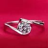 S925 silver wedding Anel Ring 18K real white gold plated CZ Diamond 4 prong engagement wedding bridal Ring women whole219z