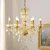 Lampes suspendues français rétro cristal perle lustre style européen villa salon salle à manger chambre bougie en cuivre