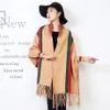 Scarves Shawl Women's Autumn Winter Cape Striped Bat Sleeve Knitted Scarf With Dual Purpose Multi-function Thickened Coat260y