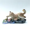 Decoratieve objecten Beeldjes Grappige porseleinen kikker en kat Miniatuur Keramiek Vijverpotje Beeldje Tafelblad Nieuwigheid Kunstcollectie Ornament Craft 231007