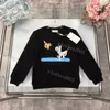 Felpe per bambini Ragazzi Ragazze Felpe con cappuccio Allentato Moda Lettera Onda Stampato Streetwear Hiphop Pullover Top Felpa casual per bambini Abbigliamento per bambini blu