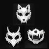 Tema Costume Maschera di Halloween Maschera mezza faccia Cos Drago Dio Fierce Tiger Night Fork Tengu Man Wolf Maschera Performance Skull Masks231005