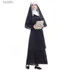 Theme Costume 1PC Adult Women Traditional Nuns Comes Black Robe Religious Catholic Priest Sister Clothes Cosplay Party DressL231007