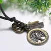 Kedjor Boniskiss Vintage Tree of Life Cross Leather Halsband Justerbart för män Kvinnor Charm Rope Chain Pendant Jeweley Birthday Present