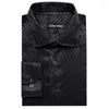 Chemises décontractées pour hommes Luxe pour hommes Soie Satin Noir Rayures À Manches Longues Slim Fit Blouses Mâles Col Col Hauts Vêtements Respirants