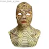 Party Masks Reptile Snake Skin Mask avec décolleté Creepy Devil Demon Ghost Monster Full Head Latex Cosplay Mask Props adultes One Taille Q231007