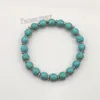 Stretchy 8mm Turquoise Beaded Bracelets With Silver Color Spacer Beads For Women 12pcs 264g