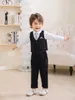 PRA2023 high-quality baby Boys' Romper Set Gentleman Style Three Piece Set kids fashionable clothes Christmas gift