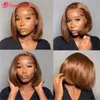 Synthetic Wigs Chocolate Brown 13x4 Transparent Lace Frontal Wig 13x5x2 T Brazilian Hair For Women Pre Plucked Short Bob 231006