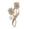 Broches Strass Broche Pin Decoratie Tulp Bloem Revers Badge Voor Vrouwen Huwelijksverjaardag Kleding Banket