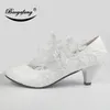 Туфли BaoYaFang, туфли-лодочки с белым цветком, женские свадебные туфли для невесты, туфли на высоком каблуке на платформе для женщин, женское праздничное платье 231006