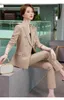 Women's Two Piece Pants Fashion Blazer Women Business Suits 2 Pant And Tops Sets Office Ladies Work Uniform OL Jackets