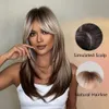 Synthetic Wigs ALAN Blonde Layered for Women Long Straight Brown Highlights with Bangs Balayage Hair Heat Resistant 231006