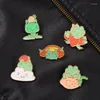 Broches dessin animé drôle Animal émail broche personnalisée grenouille fraise Lotus broche vêtements chapeau Badge bijoux cadeaux pour enfants ami