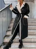 Women's Leather 2023 Winter PU Faux Coat Women Long Jacket Black Thick Warm Coats For