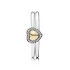 Rose Blushing Romance Puzzle Herz aus goldenem Puzzle Geschenkset Ringe mit Kristall 925 Sterling Silber Ring DIY Europa Jewelry321U