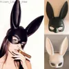 Party Masks Half Face Rabbit Mask Black White Halloween Mask Christmas Bar Masquerade Party Rabbit Ears Masks Sexy Cosplay Props Q231009