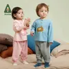 Kläderuppsättningar Amila Baby Underwear Set Autumn Animal Furniture Element Printing Boys Girls Cotton Children Passar Homewear Clothes 231006