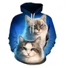 Hoodies masculinos 20233d Cute Kitten Hooded Sports Casaco de manga comprida de grandes dimensões para homens e mulheres