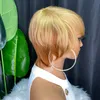 Малазийский перуанский индийский бразильский цвет омбре 100% необработанные человеческие волосы Remy Virgin Remy афро прямой стрижка под пикси обычный короткий парик