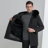 Men's Trench Coats YN-2166 Winter Coat Super Large Natural Fur Collar Parka Medium Long Rex Liner Warm Youth Fashion