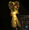 Party Decoration Led Bobo Balloon Flashing Light Heart Shaped Rose Flower Ball Transparent Valentines Day Gifts