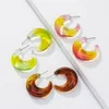 Boucles d'oreilles créoles Huggie paires ensemble Ins arc-en-ciel résine acrylique minimalisme géométrique tendance mode coréenne femmes fête bijouxHoop Odet245o