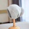 Beanieskull Caps Autumn and Winter Rabbit Fur Bear Hat Womens True Ball Sticked Fashion Split Ear Protection Wool 231006