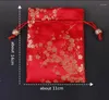 Confezione regalo 50 pezzi Sacchetti per imballaggio in raso cinese con ricamo Sacchetti in broccato di seta fatti a mano con coulisse Bomboniera natalizia per matrimoni