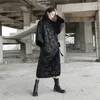 Parkas en duvet pour femmes noir foncé hiver japonais Kimono bretelles Robe hiver chaud épais ample Long coton manteau veste femme tempérament Parkas 231007