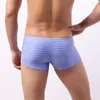 Mutande Blu scuro Intimo da uomo Boxer Pantaloncini sexy a vita bassa traspiranti Boxer lunghi da uomo Gay Mutandine Hombre