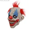 Masques de fête Masque de clown de cheveux rouges Cosplay Rôle effrayant Horreur Joker Latex Casque intégral Halloween Mascarade Party Headwear Costume Prop Q231007