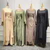 Etniska kläder Eid muslimska kvinnor matchande set öppen kimono abaya maxi klänning wrap kjol islamamiska ramadan dubai robe kalkon kaftan kaftan