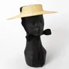 Breda brimhattar hink hattar bred brim båt hatt 10 cm 15 cm grim halm hatt platt kvinnor sommar derby hatt vit svart band slips sol hatt strand cap 231006