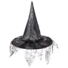 Berretti Cappello da strega di Halloween Cappelli da strega Donne Mago adulto Uomo Costume Cosplay Party Veli a rete Birma larga