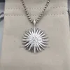 Collar de joyería de diseñador para mujer, collares de moda con circonita de girasol de lujo y elegante joyería personalizada chapada en oro blanco y cobre CA3Y