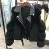 Casacos de pele sintética de pele feminina de luxo com jaqueta de couro PU para mulheres curtas motocicleta outwear 2023 inverno moto bicicleta jaqueta casaco de pele quenteL231007