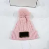 Bonne qualité bébé tricot chapeaux marque de luxe enfants casquette d'hiver doux et chaud bonnets grosse boule chapeau de laine 4 couleurs pour 0-3 ans