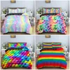 Conjuntos de cama Rainbow Impressão Conjunto de cama Colorido Stripe Duvet Cover Microfiber Quilt / Consolador Capa King Queen Size Bedclothes 231007