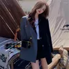 Kvinnors kostymer Dayifun Basic Korean Blazers Lossa toppar Spliced ​​Ladies Set Jackets Female Coat Elegant Autumn Winter