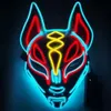 Temadräkt Halloween Neon Mask Anime Cosplay Japanese Fox Mask Led Neon Light Mask Masquerade Lys LED Mask Halloween Party PropSL231008