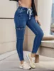 Vrouwen Jeans 2023 Herfst Elastische Taille Enkellange Voor Vrouwen Mode Hoge Trekkoord Denim Potlood Broek S-2XL