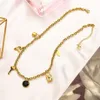 18k Gold Plated Pendant Necklace Luxury Brand Designers Four Leaf Love Diamond Letters Lock Fashion Women rostfritt stål halsband275i