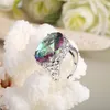 Newest Latest style For Women Colored Ring Jewelry 925 sterling Silver Plated Oval Rainbow Fire Mystic topaz gems Silver Rings324V