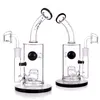 Wholesale 8'' Jet Perc Heavy Dab Rigs Black Water Pipes Glass Bubbler honeycomb perc bongs 14mm Female Joint Oil Rig Bong With Quartz Banger Glass Bongs