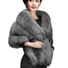 Women's Fur Faux Fur Women Fox Fur Shl Cheongsam White Pink Black Wedding Dress Bride Elegant Cape Winter Capes Ponchos Thicken Warm Cloak JacketL231007