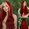 Lace Closure Wigs Fashion Wig in the Long Curly Hair Big Waves Gradient Rose Network Chemical Fiber Ladies Wig Full Head Cover