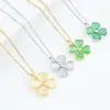 Fashion Womens Luxury Designer Necklace Flowers Four-leaf Clover Cleef Pendant Necklaces Choker Gold Plated Silver Crystal Necklaces Jewelry Girls Christmas Gift