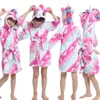 Towels Robes Kids Nightgown Unicorn Baby Girls Clothing Towels Cartoon Animal Children Sleepwear Bathrobe Soft Warm Kids Hooded Bathrobe 231007