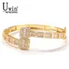 Uwin baguette cz pulseiras masculinas iced out cz ouro prata cor caixa de luxo fecho gota 2202102139